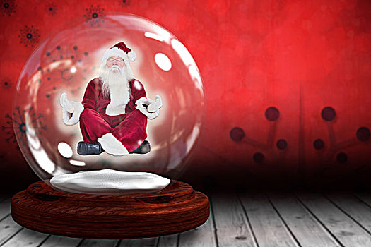 圣诞老人,瑜珈,雪中,球体
