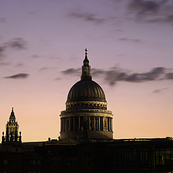 圣保罗大教堂,黄昏,伦敦