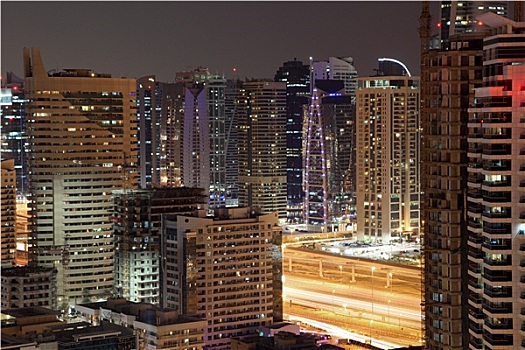 高层建筑,建筑,迪拜,码头,夜晚,阿联酋