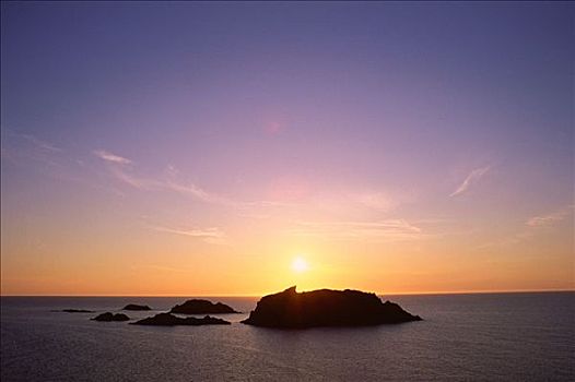 日落,特威林盖特岛,纽芬兰,加拿大