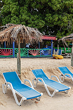 加勒比,安圭拉,休闲椅,正面,海边,餐馆