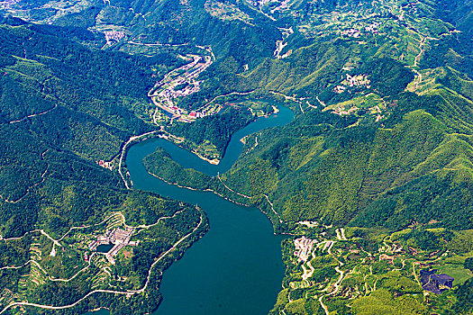 余姚,四明山,航拍,绿色,山谷