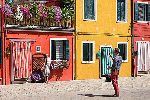 布拉诺岛,威尼斯,威尼托,东北方,意大利,欧洲,旅游,正面,特色,彩色,建筑