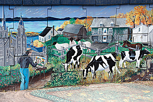 壁画,魁北克,种植,魁北克省,加拿大,北美