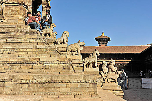 楼梯,聂帕榈屋顶,庙宇,历史,地区,巴克塔普尔,世界遗产,加德满都,尼泊尔,亚洲