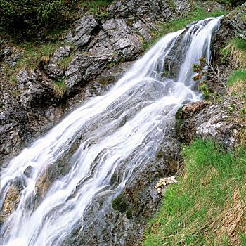 小,瀑布,山川,移动