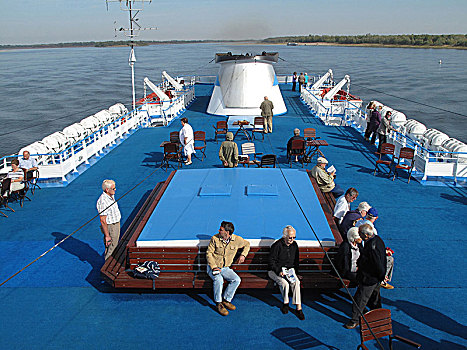 俄罗斯,连接,乘客,日光甲板