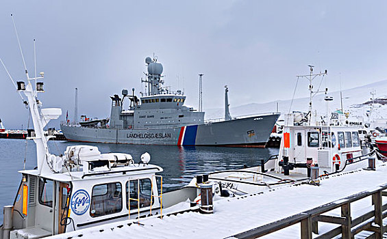 冬天,港口,船,冰岛,海岸警卫队,大幅,尺寸