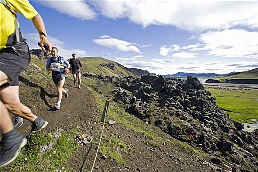 冰岛,探险,赛道,一个,漂亮,伸展,兰德玛纳,高地,自然,预留,区域,著名,黄色,橙色,紫色,色调