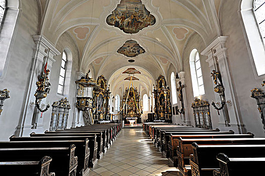 内景,教堂,第一,坏,巴伐利亚,德国,欧洲