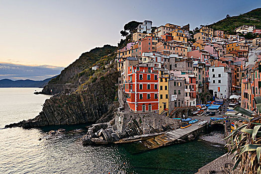 里奥马焦雷,水岸,风景,日落,建筑,五渔村,意大利