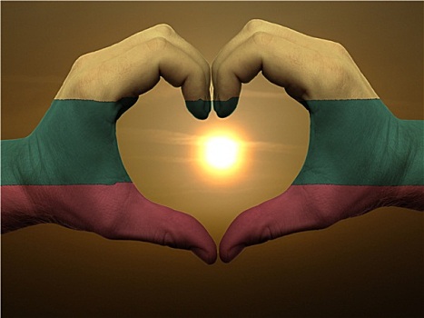 心形,喜爱,手势,彩色,立陶宛,旗帜