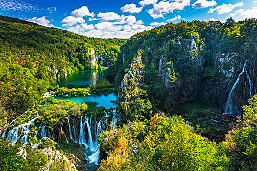 凝灰石,瀑布,河,十六湖国家公园,克罗地亚,大幅,尺寸