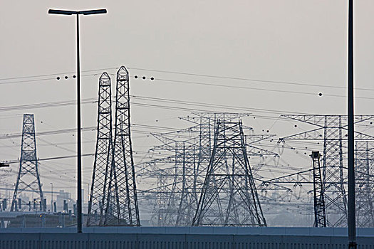 阿联酋,迪拜,码头,电力,线条,塔