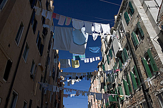 意大利,威尼斯,洗衣服,成串,建筑,少数族裔区