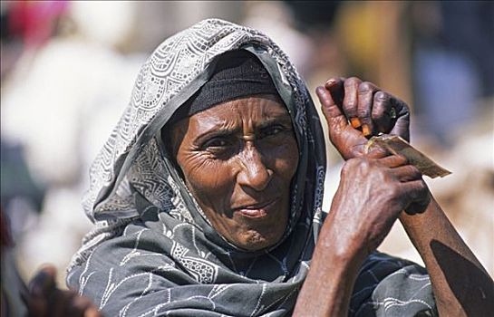 肖像,老太太,埃塞俄比亚
