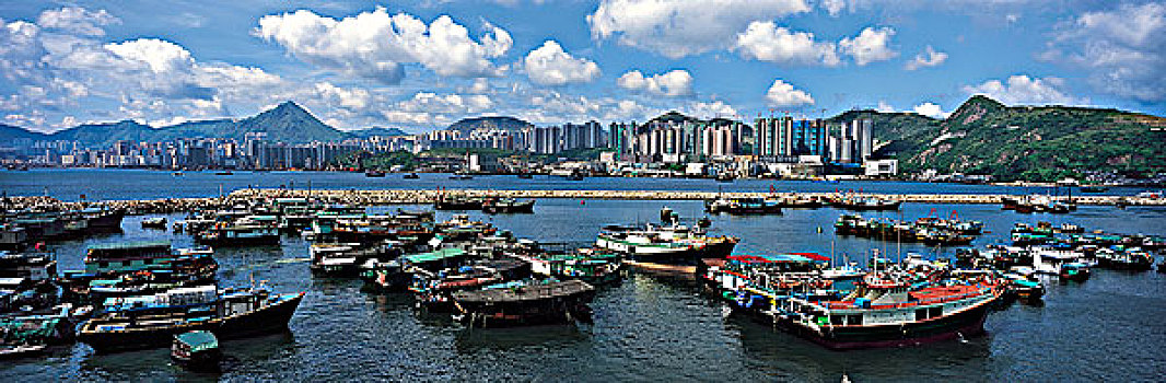 船,锚定,蔽护,香港