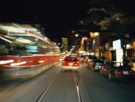 有轨电车,电车,街上,多伦多,安大略省,加拿大