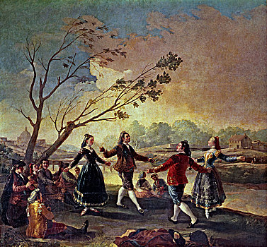 跳舞,堤岸,河,1777年,油画,弗朗西斯科-戈雅