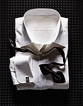 白衬衫,一对,袖口,黑色,领结,圆点,背景