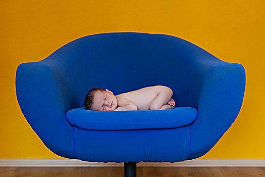 婴儿,两个,蓝色,扶手椅