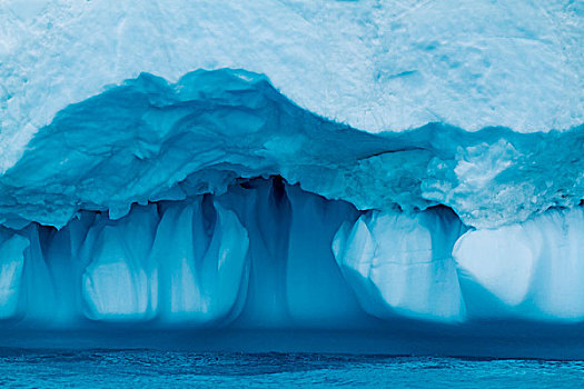 格陵兰,伊路利萨特,融化,边缘,巨大,扁平,冰山,漂浮,靠近,脸,雅各布港,夏天,晚间