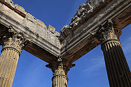 突尼斯,杜迦遗址,岩石,古老,风化,罗马柱