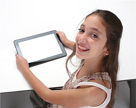 女童,平板电脑