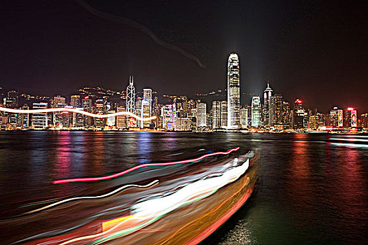 香港,天际线,九龙,夜晚