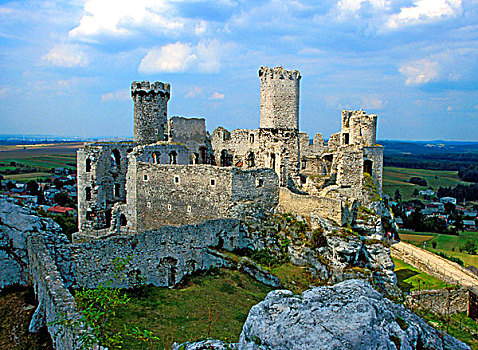 城堡,波兰,遗址,建筑,石灰石