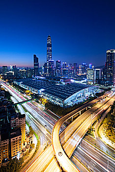 中国广东深圳中心区都市夜景