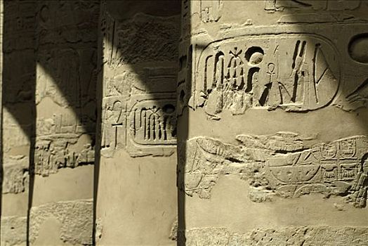 象形文字,石头,柱子,卡尔纳克神庙,路克索神庙,埃及,北非