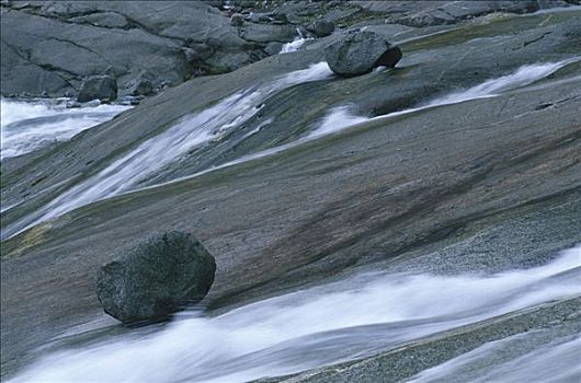 河流,上方,花冈岩,石头,平滑,冰河,挪威,斯堪的纳维亚,欧洲