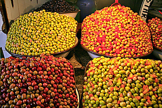 橄榄,市场,摩洛哥,十月,2006年