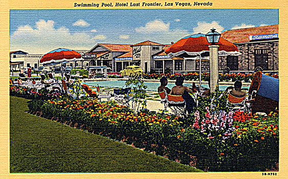游泳池,酒店,边区,拉斯维加斯,明信片