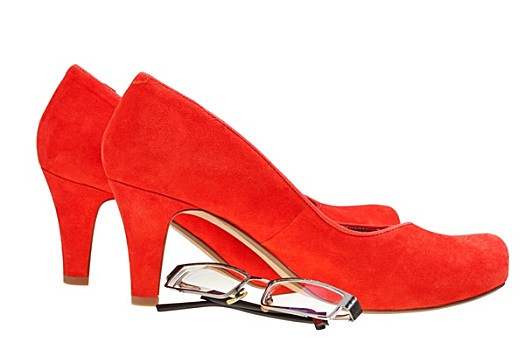 红色,高跟鞋,女人,鞋,眼镜