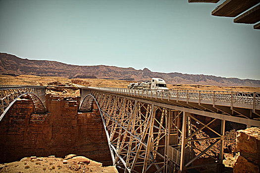 纳瓦霍,桥,穿过,上方,科罗拉多,大理石,峡谷,靠近,渡轮,亚利桑那,美国