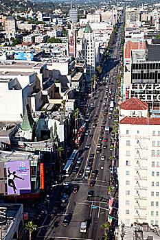俯视,好莱坞大道,好莱坞,地区,洛杉矶