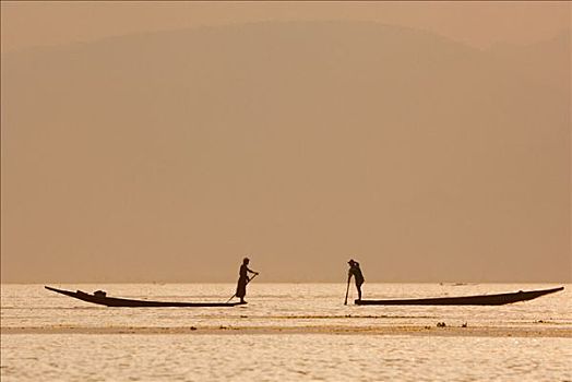 捕鱼者,茵莱湖,缅甸