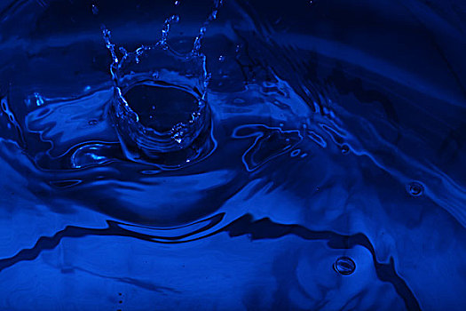 蓝色背景下的水滴