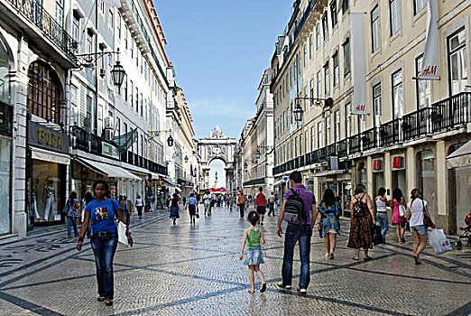 旅游,购物,行人,地区,里斯本,葡萄牙,欧洲