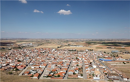 风景,俯视,城镇,康斯艾格拉,卡斯蒂利亚,拉曼查,西班牙