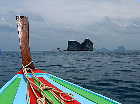 长尾船,石头,风景,方向,苏梅岛,海,岛屿,安达曼海,省,南方,泰国,亚洲