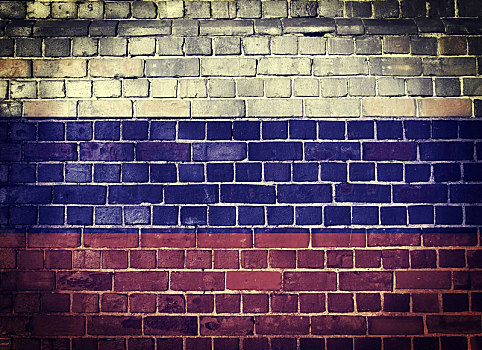 低劣,俄罗斯国旗,砖墙