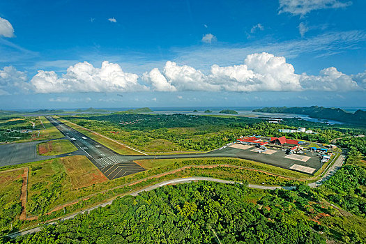 航拍,机场,飞机跑道,帕劳,密克罗尼西亚,大洋洲