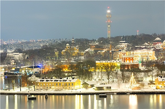 斯德哥尔摩,城市,夜晚