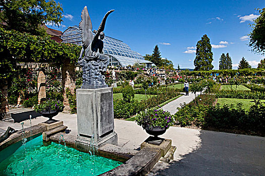 雕塑,玫瑰园,康士坦茨湖,康斯坦茨,巴登符腾堡,德国,欧洲