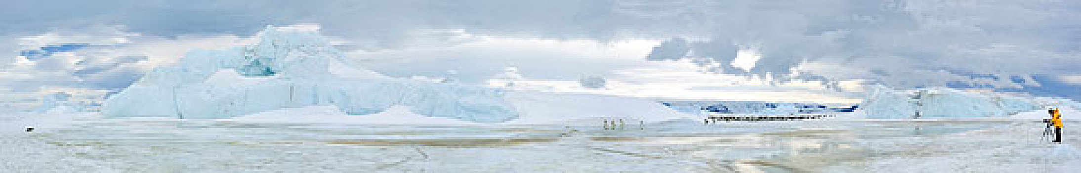 南极,威德尔海,雪丘岛,全景,照片,游客,摄影,帝企鹅