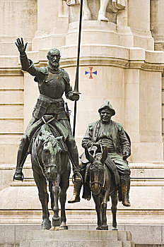雕塑,堂吉诃德,西班牙广场,马德里,西班牙