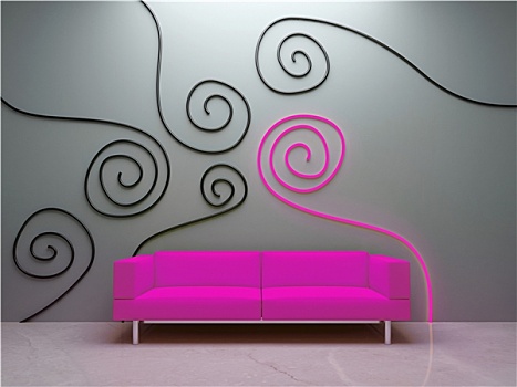 室内设计,粉色,沙发,装饰,墙壁